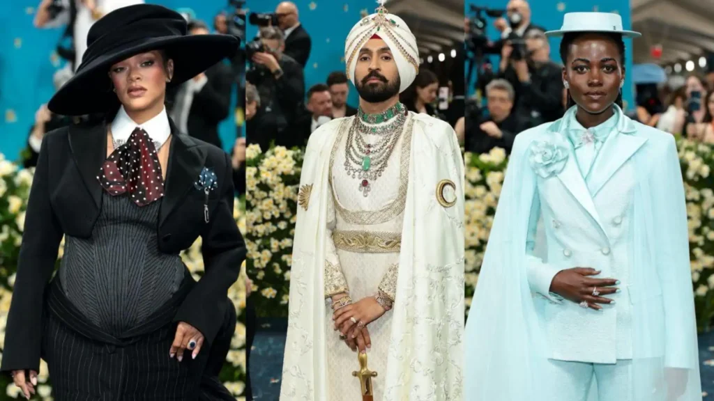 Diljit Dosanjh wearing a white sherwani and turban at Met Gala 2025 Diljit Dosanjh wearing a white sherwani and turban at Met Gala 2025