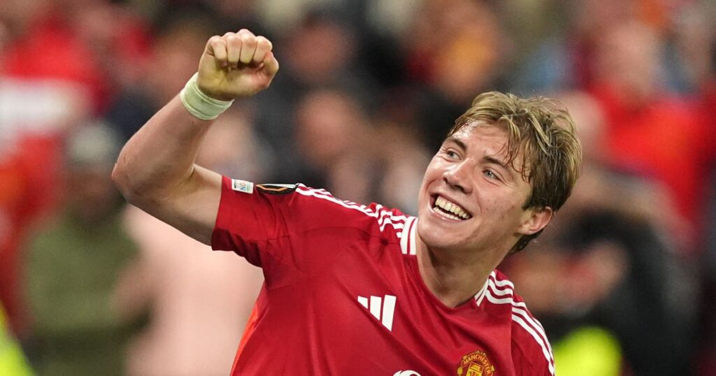 Rasmus Højlund in action during the Europa League semi-final Rasmus Højlund in action during the Europa League semi-final