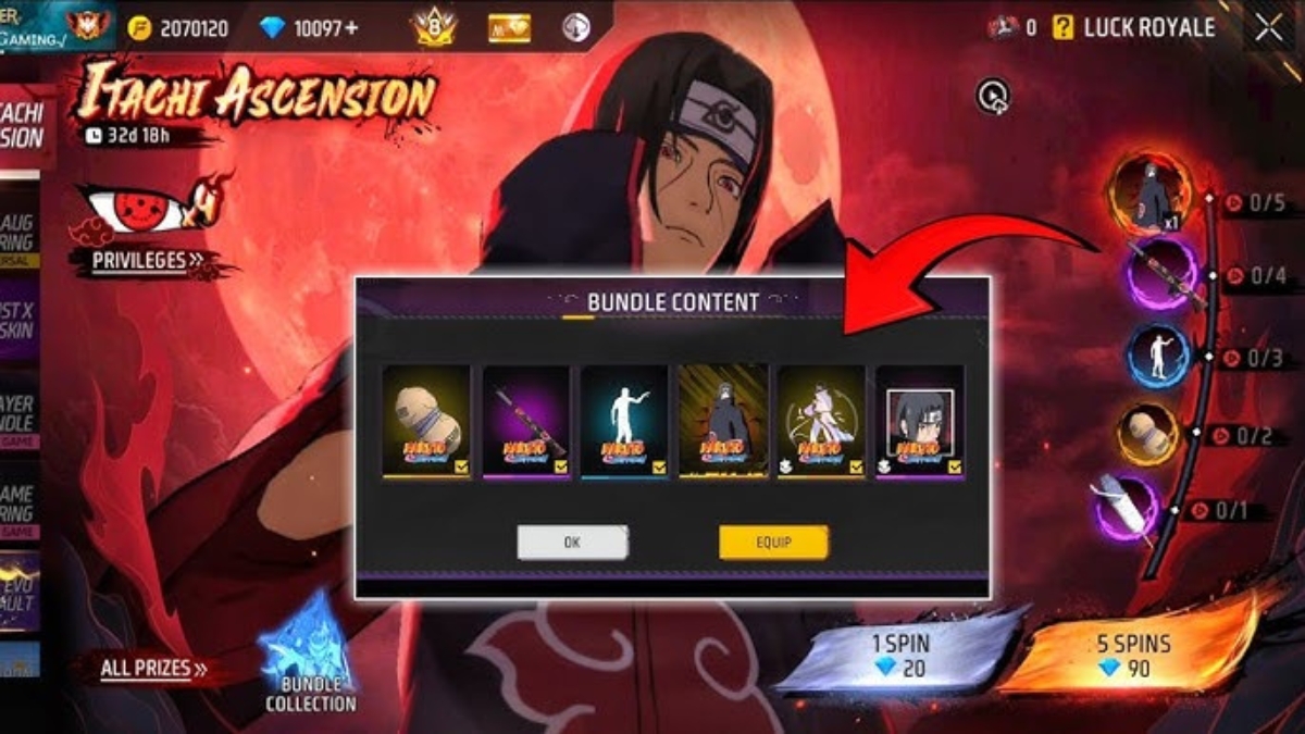 Itachi Ascension Event is Live Enter the Shinobi World in Free Fire